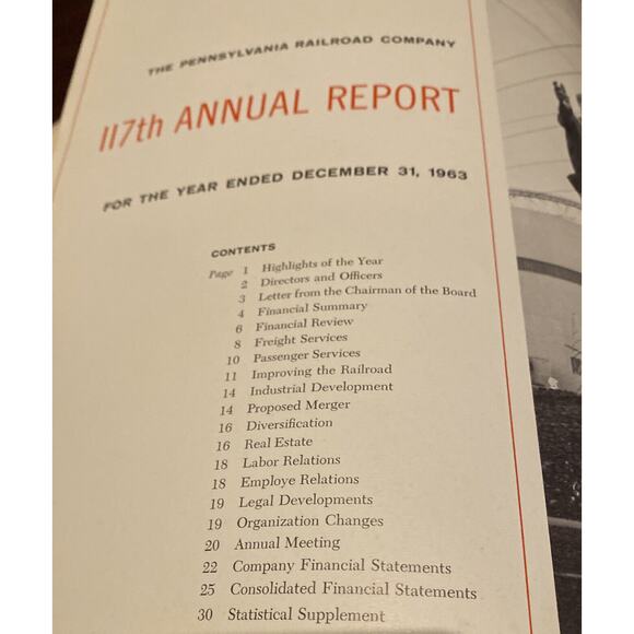 1963 Pennsylvania Railroad Company Annual Shareholders Report Vintage PRR - Picture 9 of 9